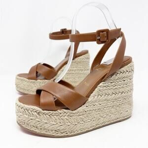Christian Louboutin Mariza Zeppa 130 Brown Espadrille Wedge Sandal EU 40